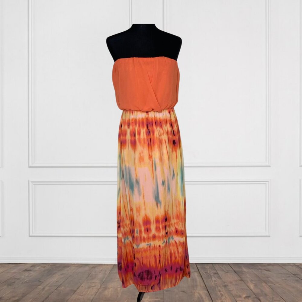 Bisou Bisou Orange Tie-Dye Maxi Dress